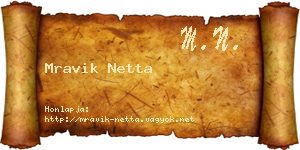 Mravik Netta névjegykártya